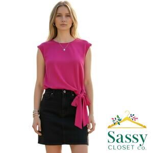 Vince Camuto Pink Ruched Front Blouse Women’s XS Stretch Workwear Elegant